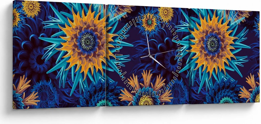 Kép - 3D virágok (órával) (90x30 cm)