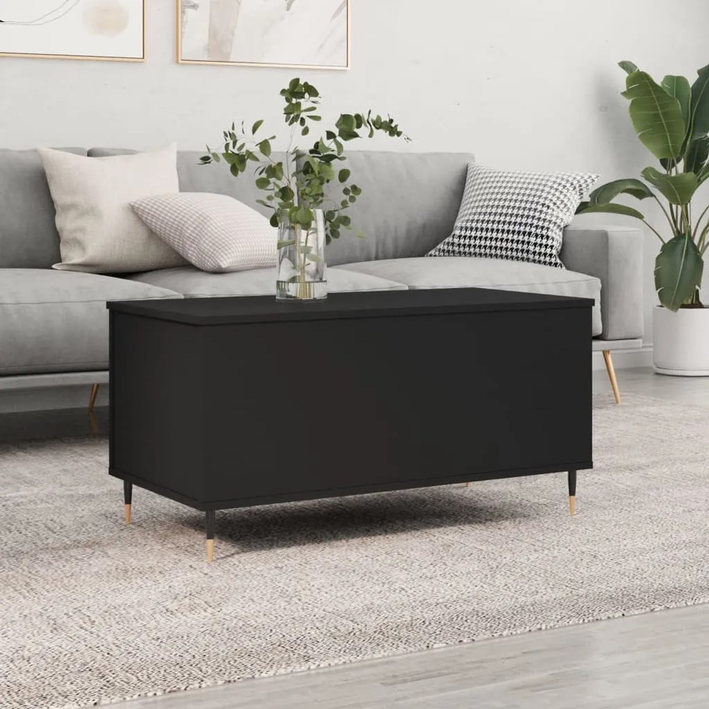 Fekete szerelt fa dohányzóasztal 90x44,5x45 cm