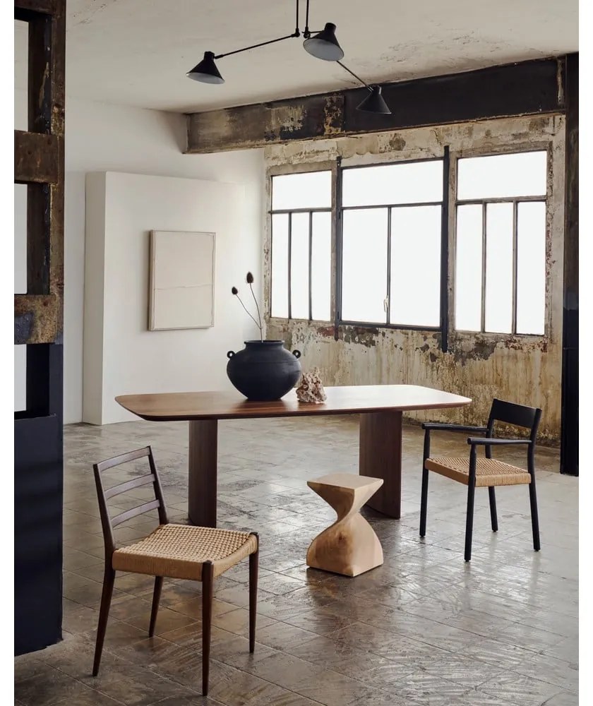 Barna étkezőasztal diófa dekorral 100x240 cm Litto – Kave Home