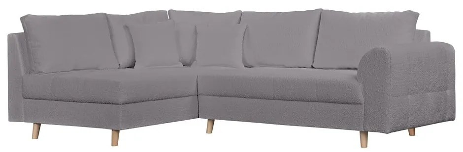 Sötétszürke buklé sarokkanapé (bal oldali) Ariella – Ropez