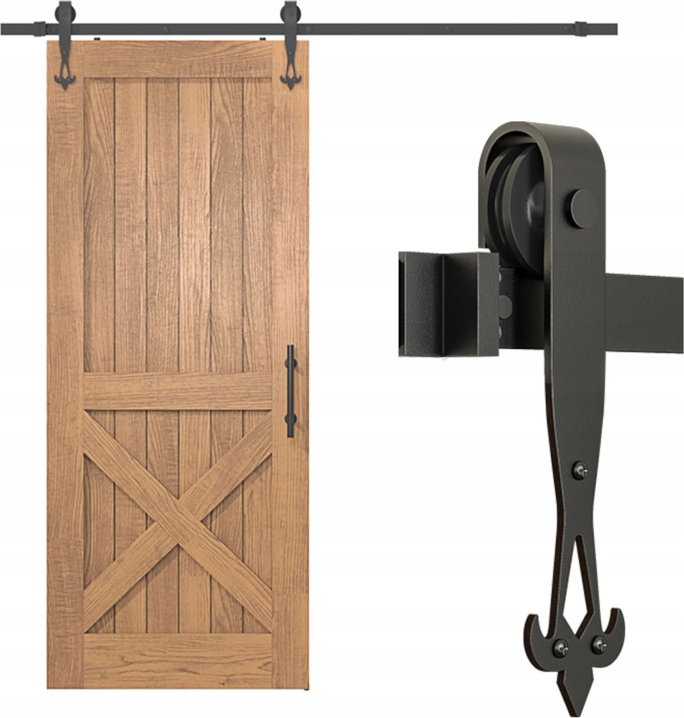 Tolóajtó rendszer Tömör Fém Sín 2 m, Barokk mintás