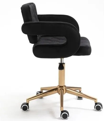 HR8403K Fekete modern velúr szék arany lábbal