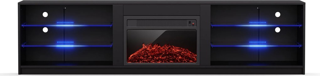 Blumfeldt Perth Medium Lowboard TV-szekrény elektromos kandallóval, 160 x 40 x 30 cm, LED