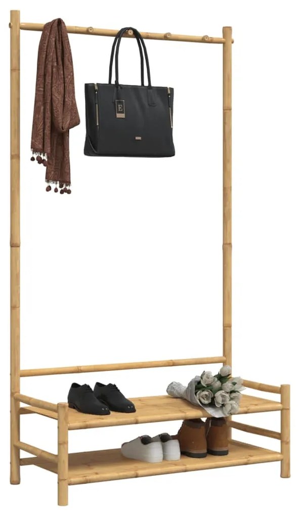 bambusz ruhaállvány polcokkal 103 x 40 x 183 cm