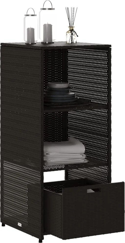 vidaXL fekete polyrattan kerti tárolószekrény 50 x 55 x 115 cm