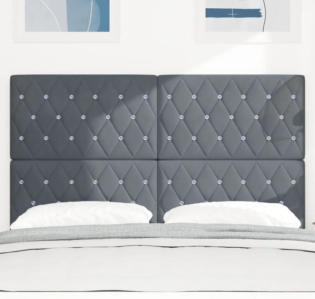 Bársony Fejtámla Argyle fejtámlával Sötétszürke 160 cm Bársony