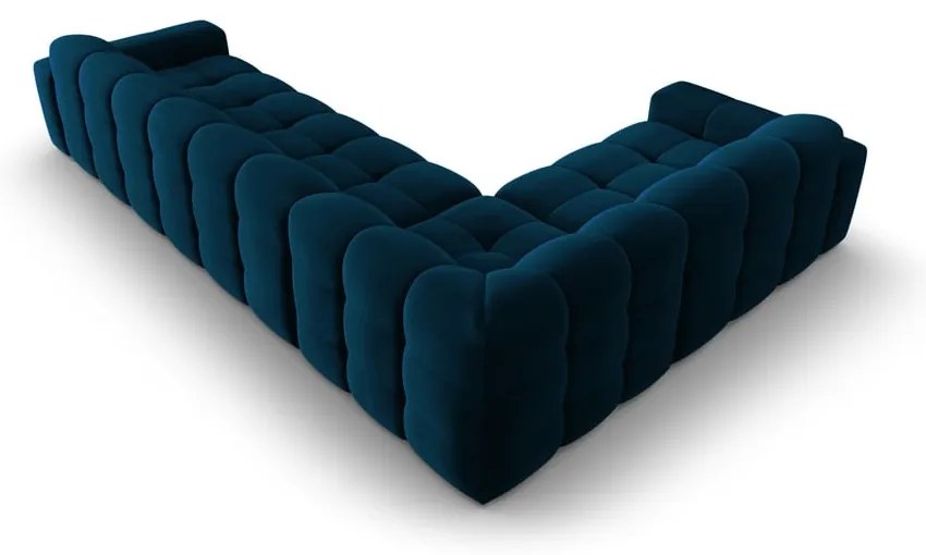 Sötétkék bársony sarokkanapé (bal oldali) Kendal – Micadoni Home