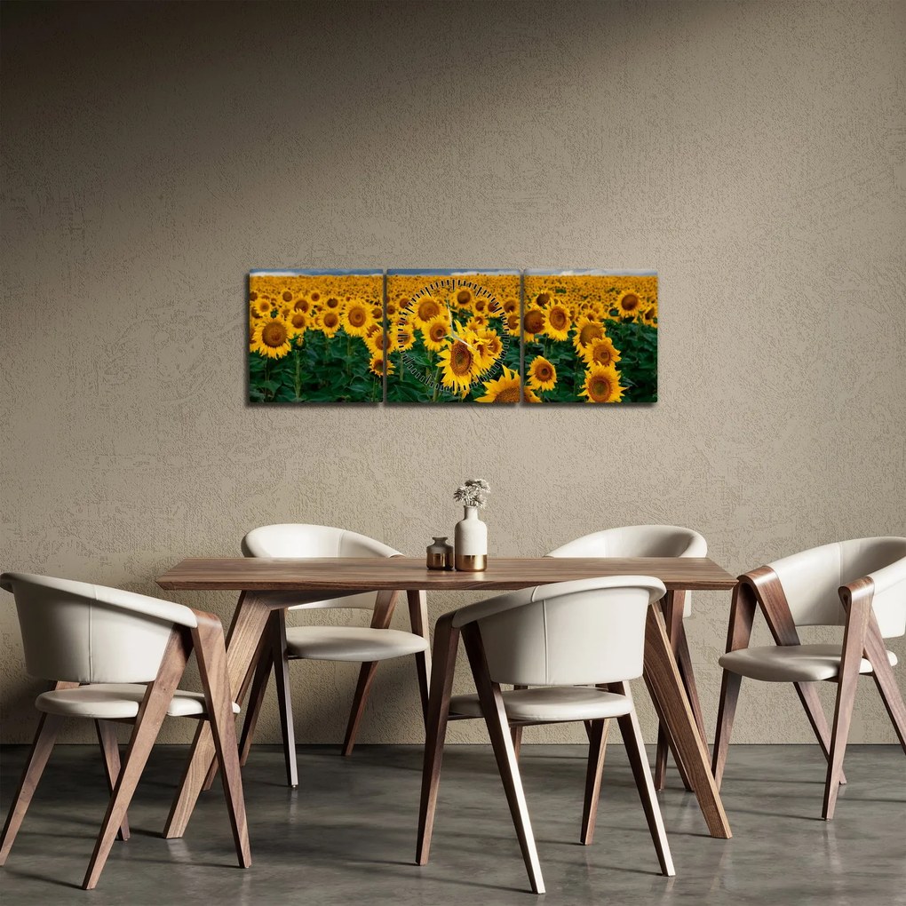 Napraforgó mező képe (órával) (90x30 cm)