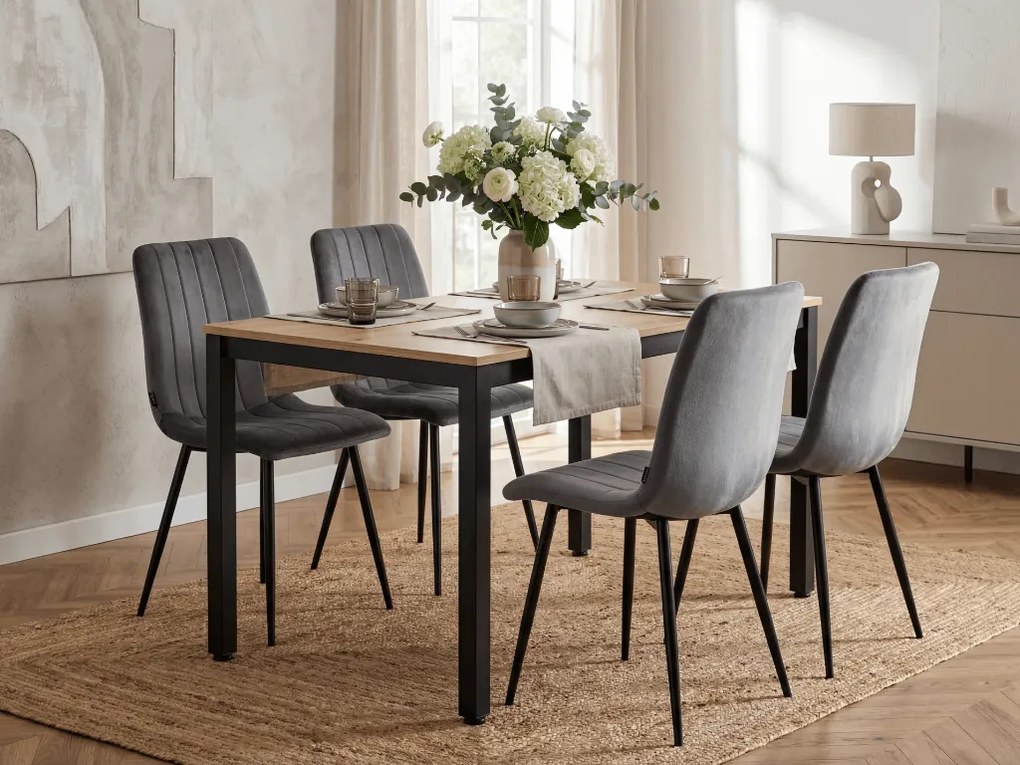 LAVA szürke bársony szék fekete lábakkal