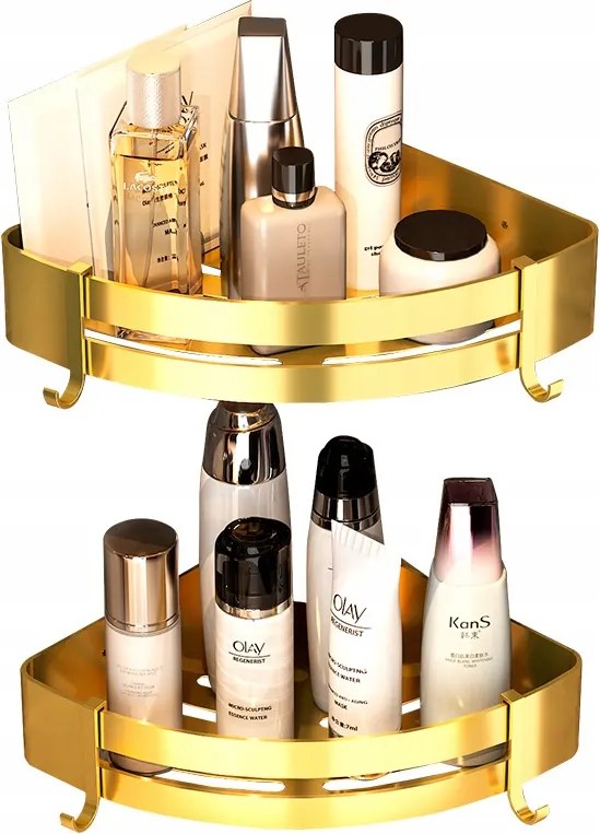 2x Fürdőszobai Polc Arany Sarok Zuhanyzó