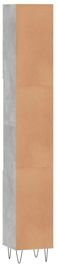 betonszürke szerelt fa fürdőszobaszekrény 30 x 30 x 190 cm