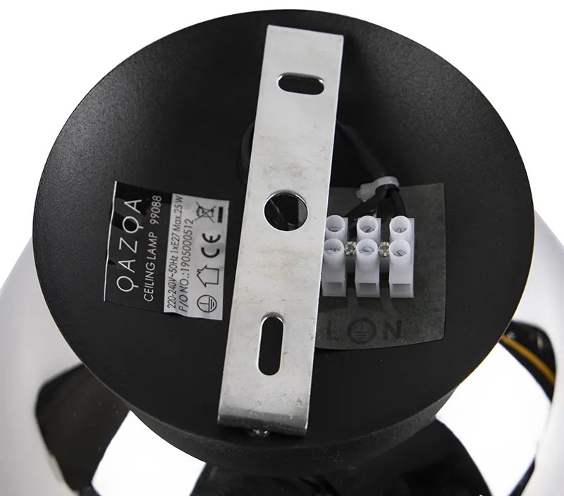 Art Deco mennyezeti lámpa fekete füstüveggel - Pallon