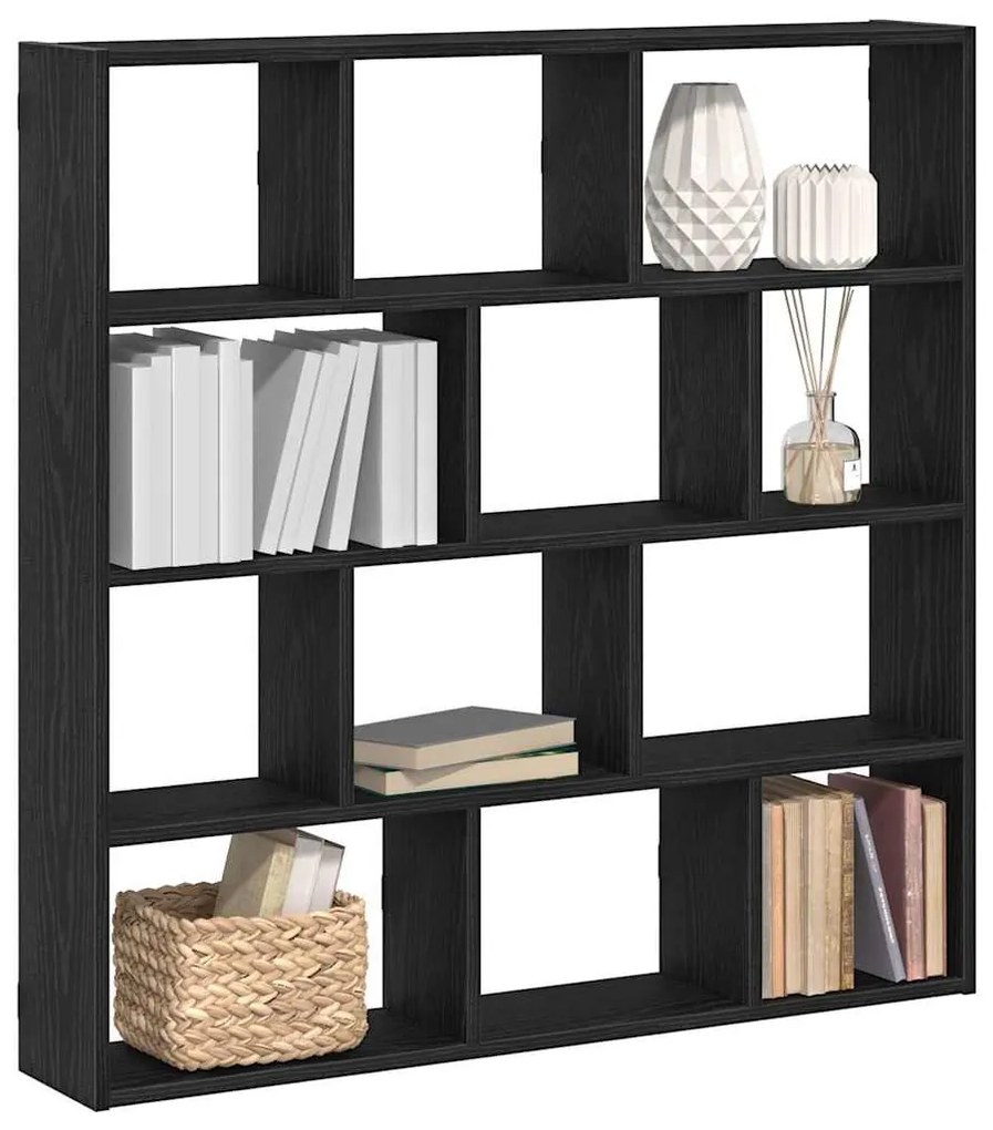 fekete szerelt fa fali kockapolc 12 rekeszes színű