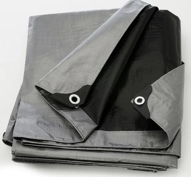 Takaró ponyva szürke - fekete 15x16 m 260 g/m2