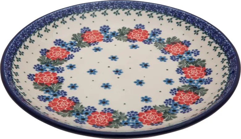 Desszerttányér 20 cm Művészi kerámia Bolesławiec minta 1528 Virágok