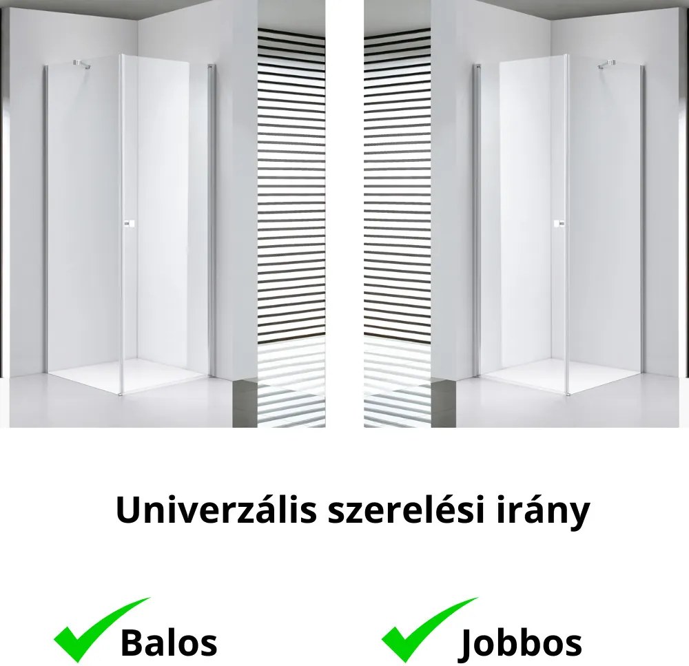 Stuxi Bari 100x100 cm szögletes nyílóajtós zuhanykabin, 6 mm vízlepergető üveggel, króm elemekkel