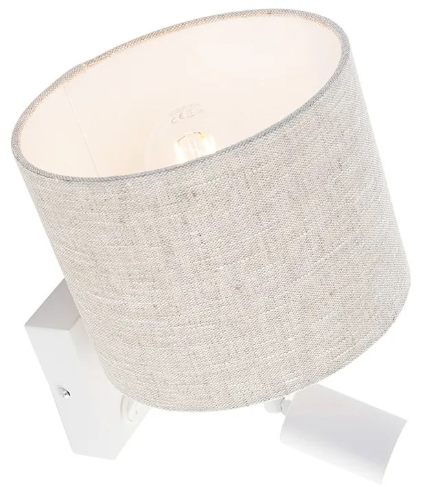 Fali lámpa fehér olvasólámpával és világos szürke árnyékolóval 18 cm - Brescia