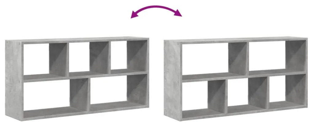 betonszürke szerelt fa fali polc 100 x 25 x 50 cm