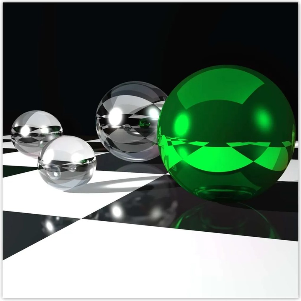 Poszterek 140x140 Zöld gömb Sakktábla