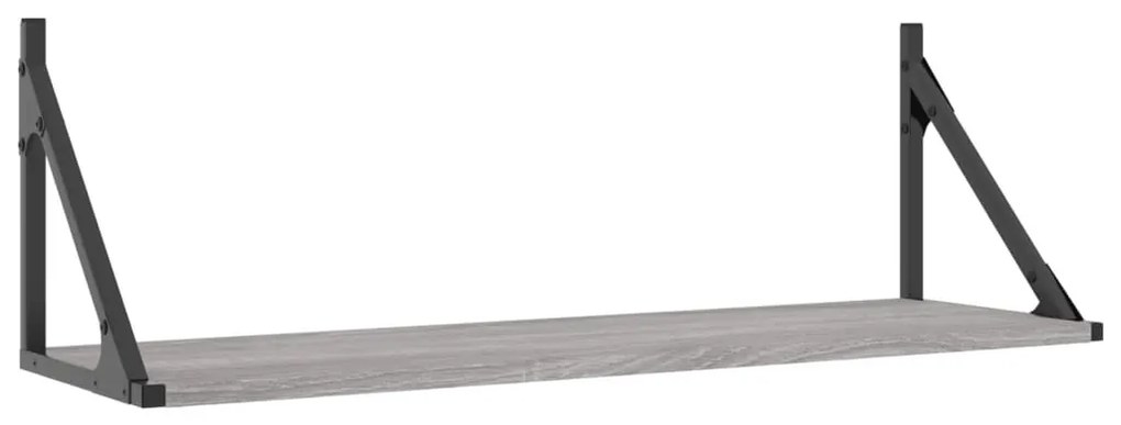 2 db szürke sonoma színű szerelt fa fali polc 80 x 25 x 25,5 cm