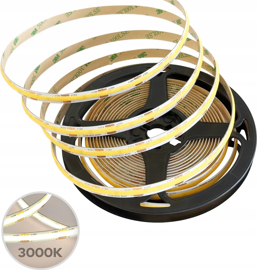 Edo Led szalag 12V 12W/m 3000K Meleg fényerőszabályozható CRI>90 korong 5m