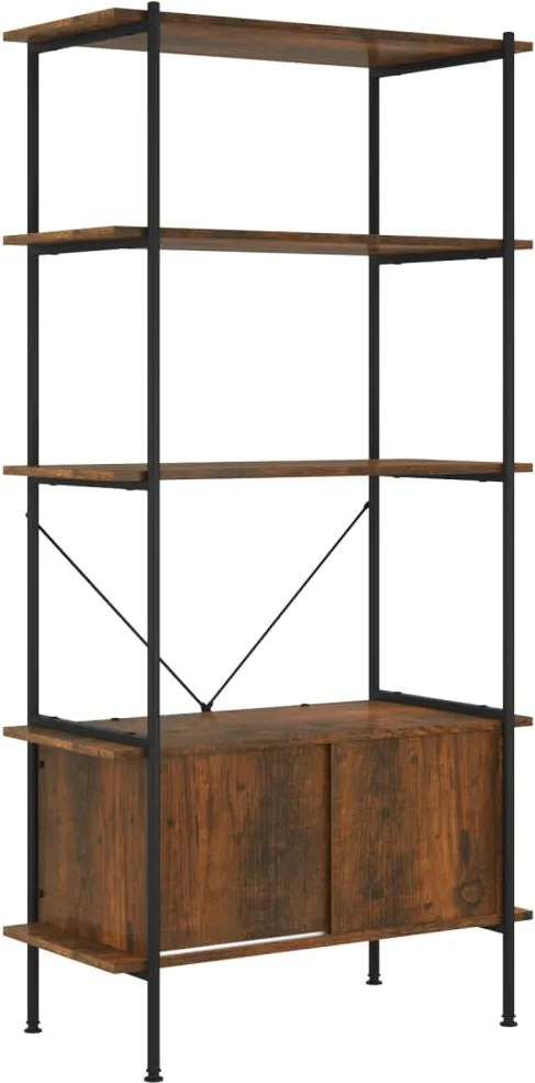 vidaXL 5 szintes acél és szerelt fa polc szekrénnyel 80x40x163 cm