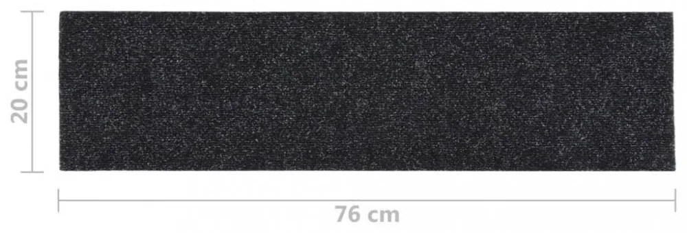 15 db fekete négyszögletes öntapadó lépcsőszőnyeg 76 x 20 cm