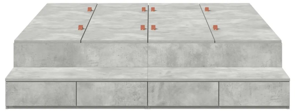 Ágykeret tárolóval Beton Szürke 226.5 x 140 x 31.5 cm Faanyag