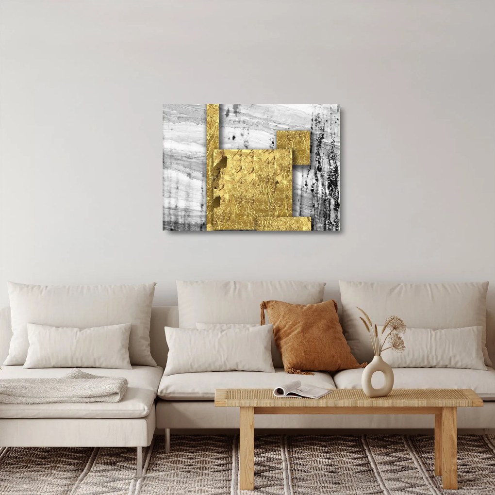 Üveg kép - Arany négyzetek N⁰1 (70x50 cm)