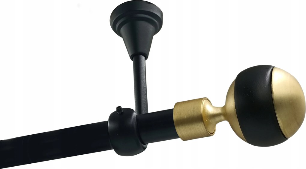 Függönykarnis szimpla Mennyezeti Fém 19mm Fekete Matt 400cm Gömb Nagy Kerekek Nélkül