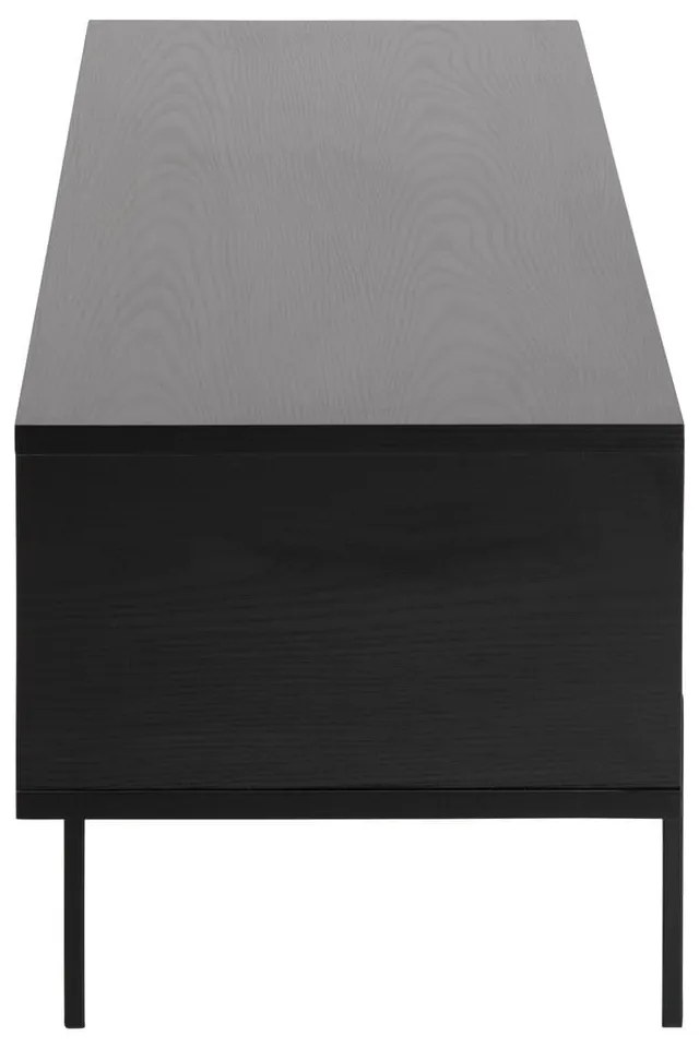 Fekete TV-állvány kőrisfa dekorral 140x45 cm Angus – Actona