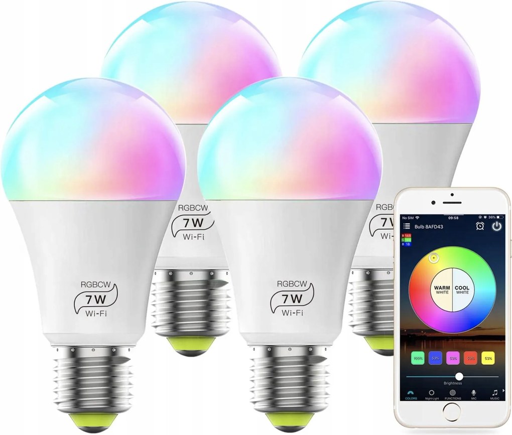 Led izzó Intelligens E27 12W CCD Smart szabályozható Bt Rgb Színes