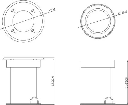 Globo 31100 Taposólámpa, üveg, akril, terhelhető: 2000kg, IP65, ø: 110, M:115, kivágás Ø 93mm, exkl. 1xGU10 15W 230V