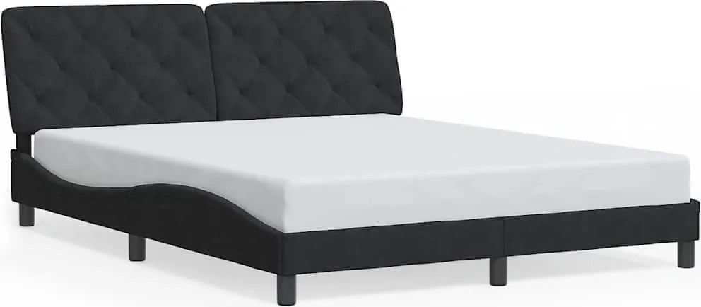 vidaXL fekete bársony ágykeret matrac nélkül 160 x 200 cm