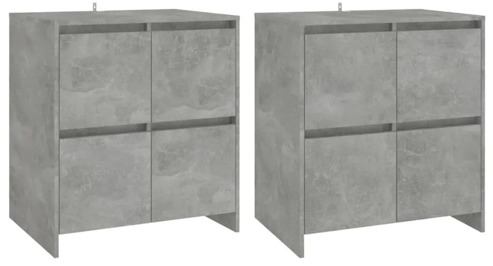 2 db betonszürke forgácslap tálalószekrény 70 x 41 x 75 cm
