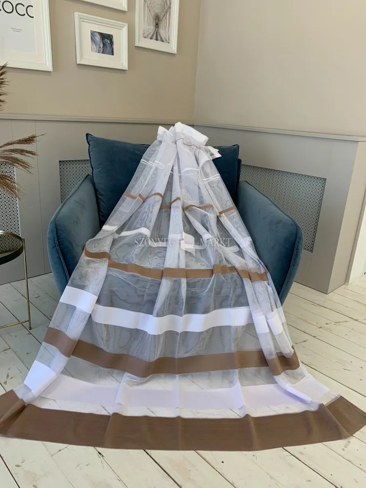 Kész függöny barna-csíkos mintás 300x180 cm