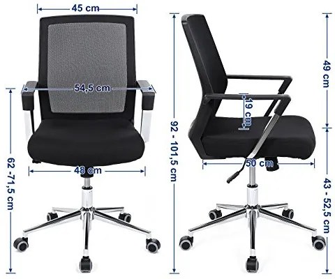 Irodai ergonomikus szék kartámasszal, fekete