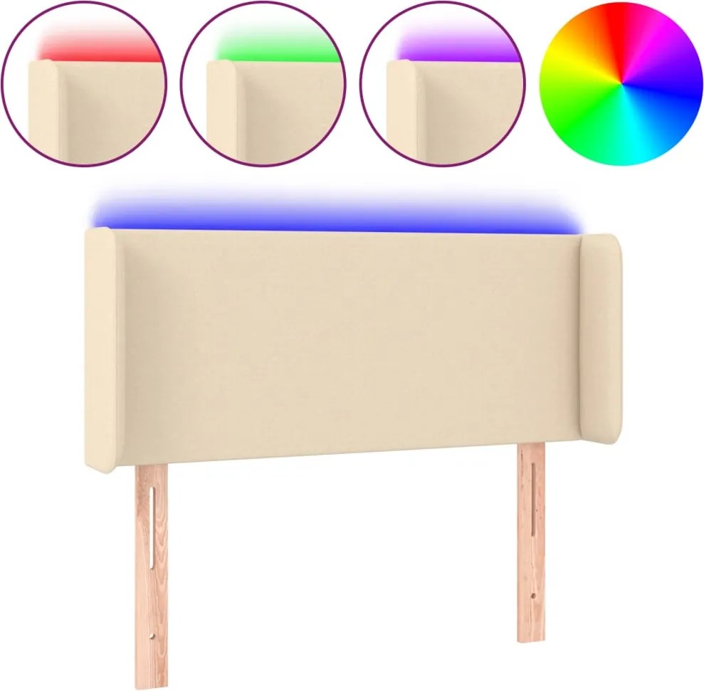 vidaXL krémszínű szövet LED-es fejtámla 103 x 16 x 78/88 cm