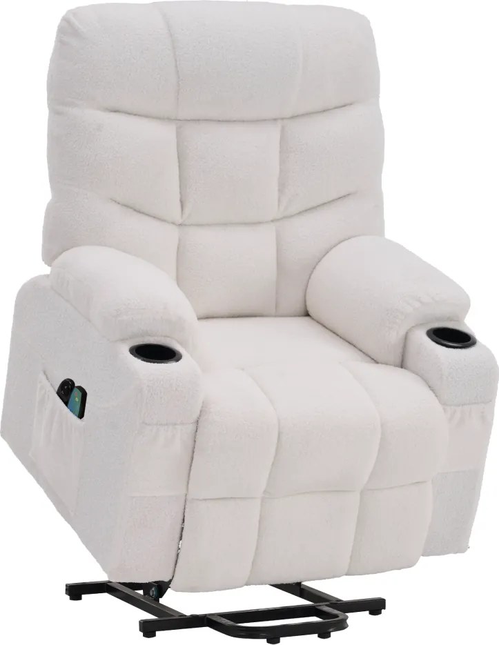 Állítható masszázs fotel, fehér, HUDSON