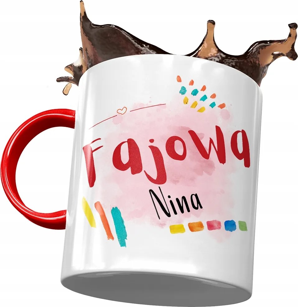 Piros Bögre Nina Feleség Barátnő Ajándék Nyomtatott Fotóval