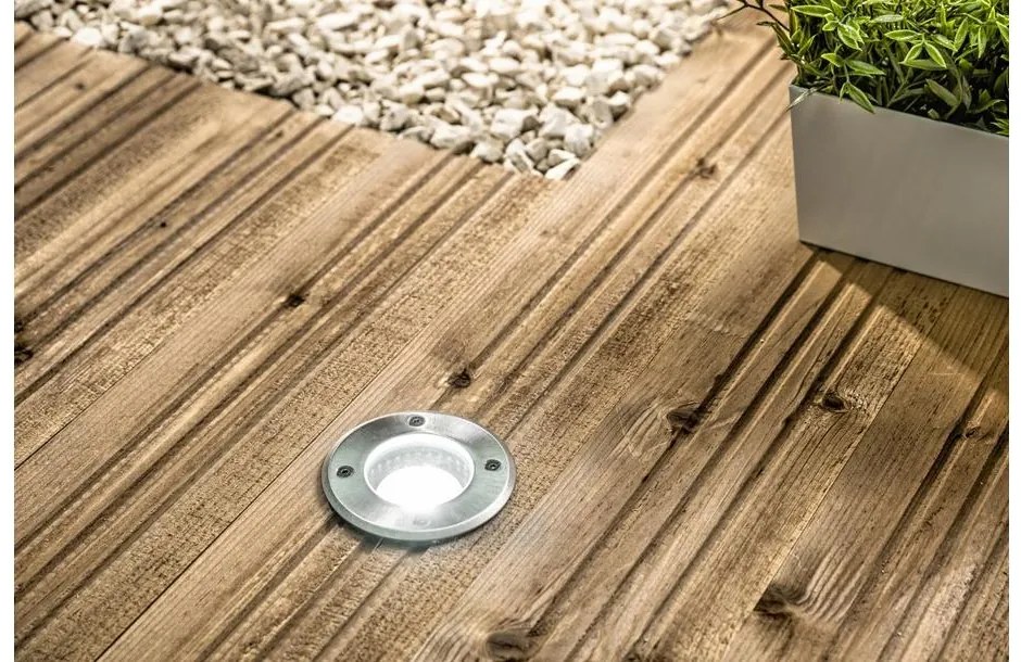 Lámpa Kerti lámpatest ALFA-O, kör, GU10 (max. 50W), IP67,  AC220-240V, 50/60Hz, (13x11cm), inox