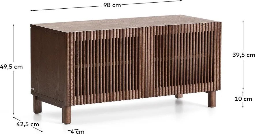 Sötétbarna cipőtartó kőrisfa dekorral 98x50x43 cm Beyla – Kave Home