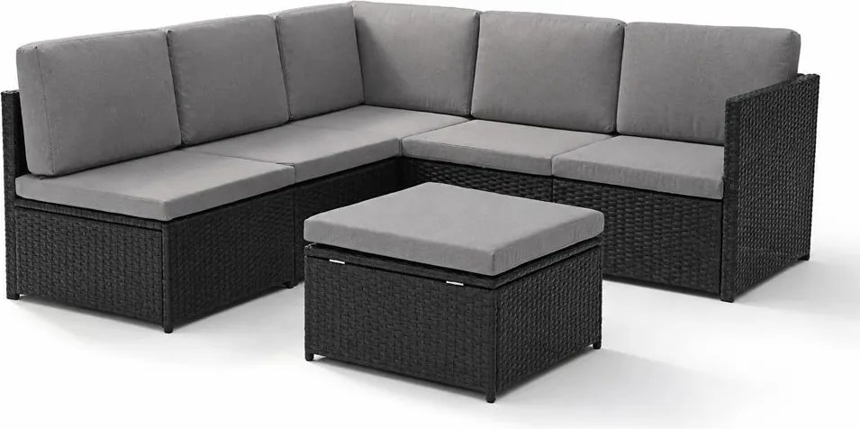 AVENBERG VIS Kerti rattan garnitúra - fekete/sötétszürke