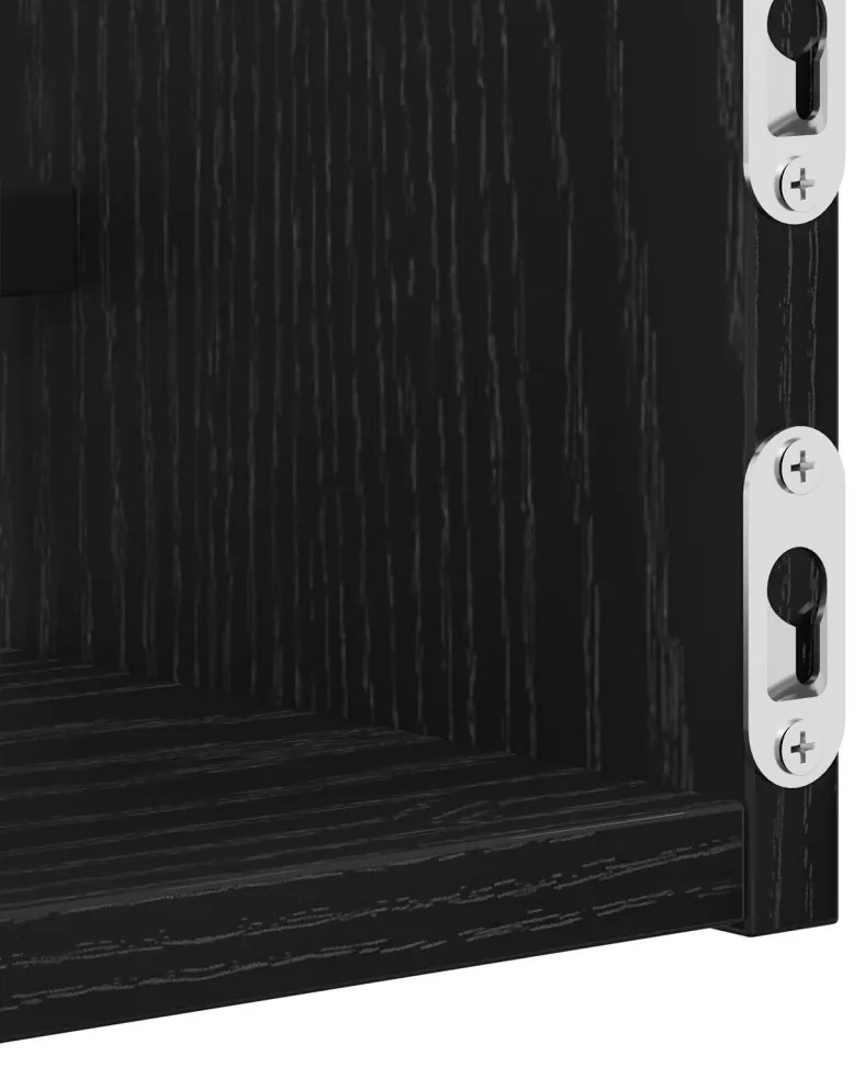 Falipolcok 2 db Fekete Tölgy 60x16x14 cm Műszaki Fa