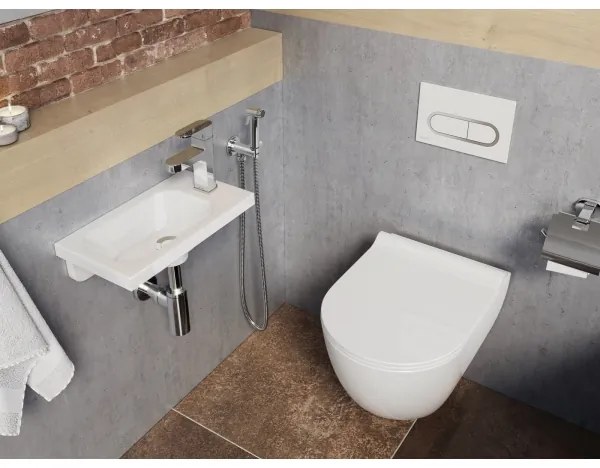 Ravak XJGP1100000 - Falra szerelhető mosdó CHROME 40x22 cm öntött műmárvány/fehér