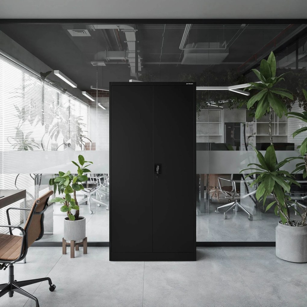 Fém iratszekrény JAN, 900 x 1850 x 400 mm, fekete