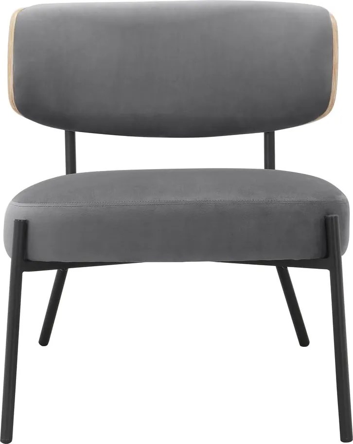 Szürke bársony fotel lábtartóval Jerry – Støraa