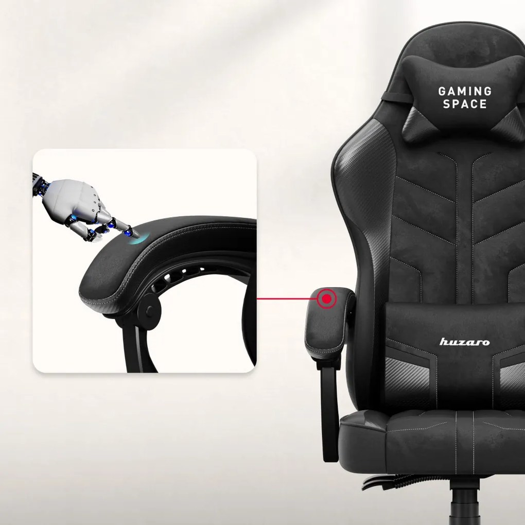 Gamer szék, forgó, ergonómikus, fekete