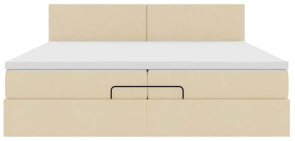 Ottomán ágykeret matraccal krém 200x200 cm anyaggal