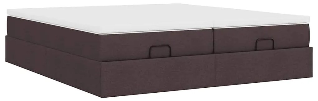 Ottomán ágykeret matracokkal Sötétbarna 180x200cm szövet